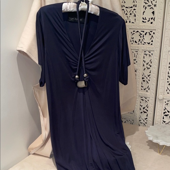 Yigal Azrouel Deep Blue dress with metal necklace - Picture 7 of 10